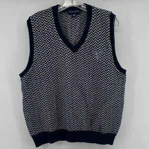 Robert Trent Jones Golf V-Neck Sweater Vest Navy White Men's Large Made in USA